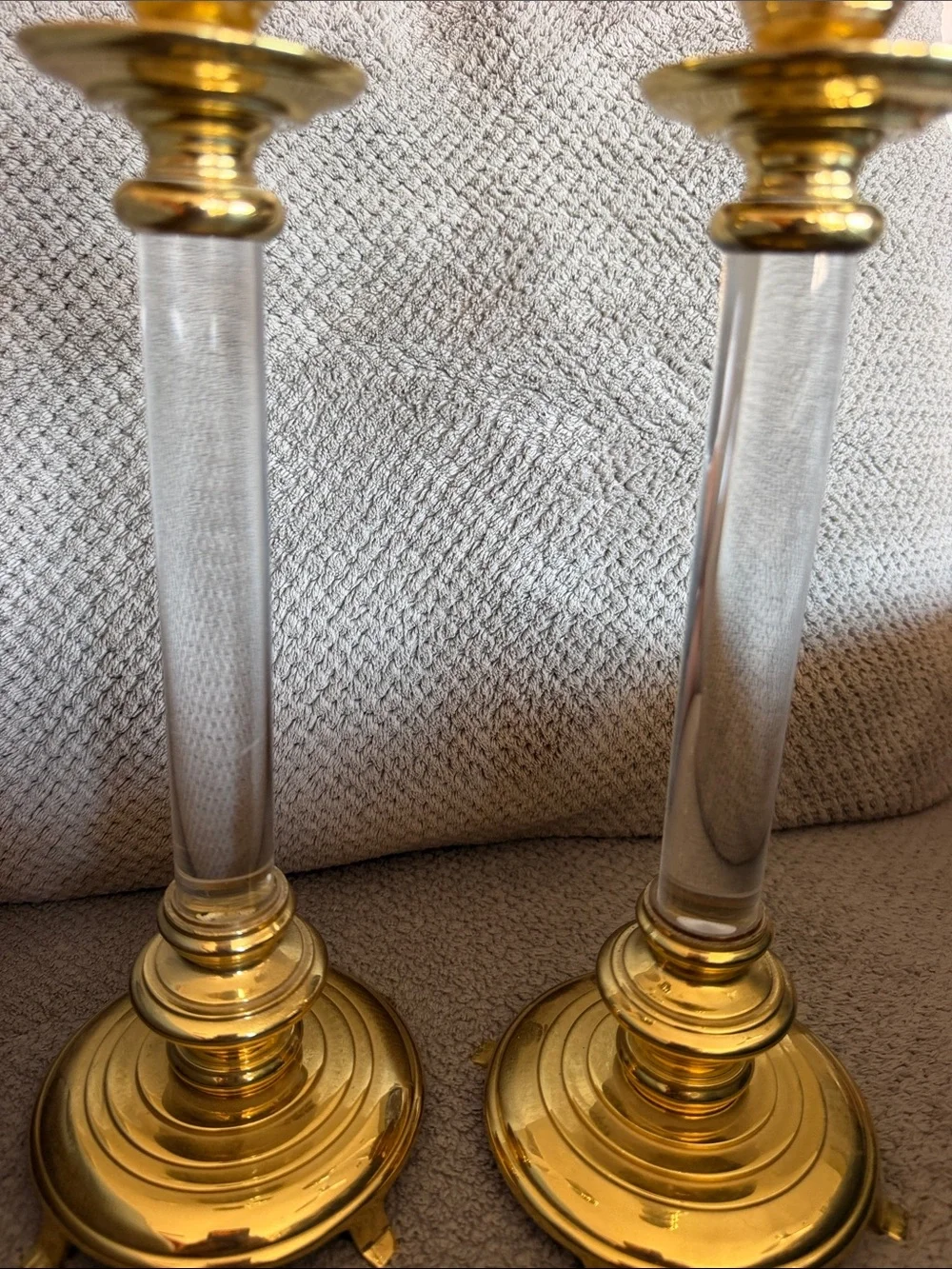 Gold Column Candlestick Pair - Elegant Home Accents